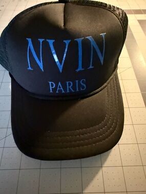 Paris Black Trucker Cap with Blue Logo
